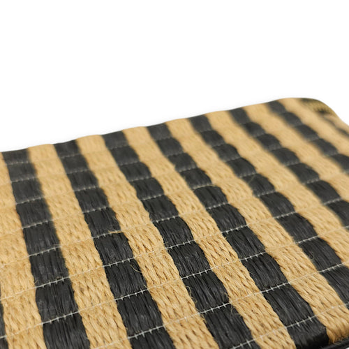 CC Black/Brown Vanity Case in Raffia Jute Thread, Silver hardware