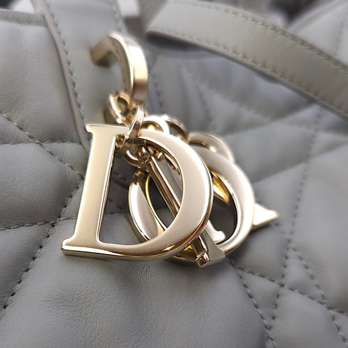 Toujours Large Baby Grey Tote Bag in Calfskin, Gold hardware