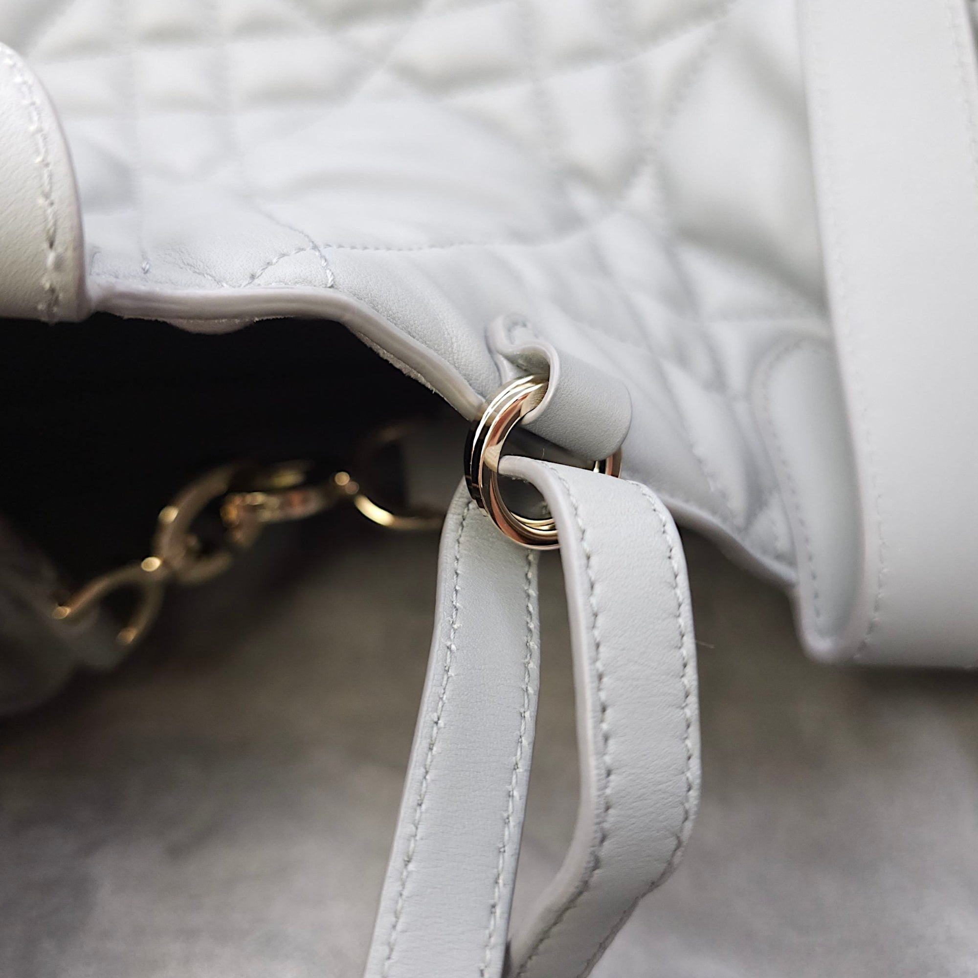 Toujours Large Baby Grey Tote Bag in Calfskin, Gold hardware