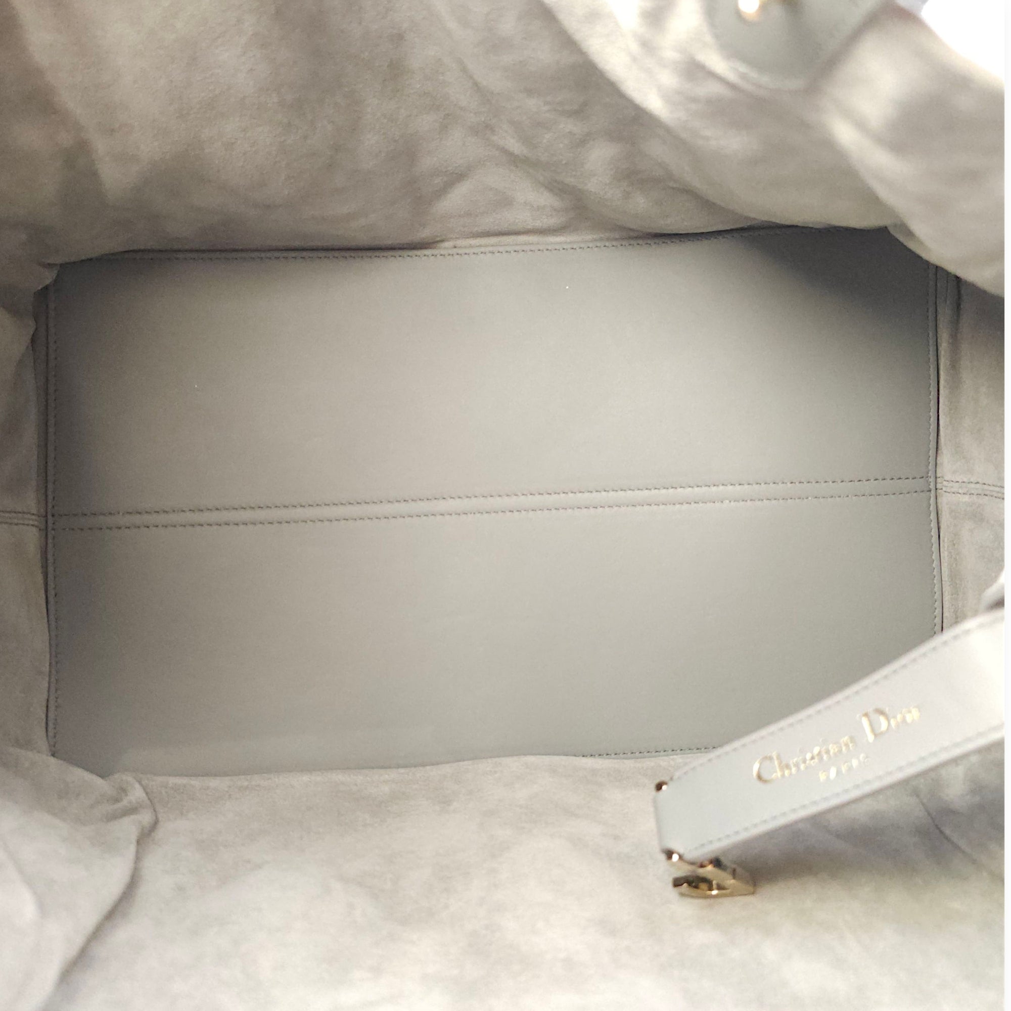 Toujours Large Baby Grey Tote Bag in Calfskin, Gold hardware