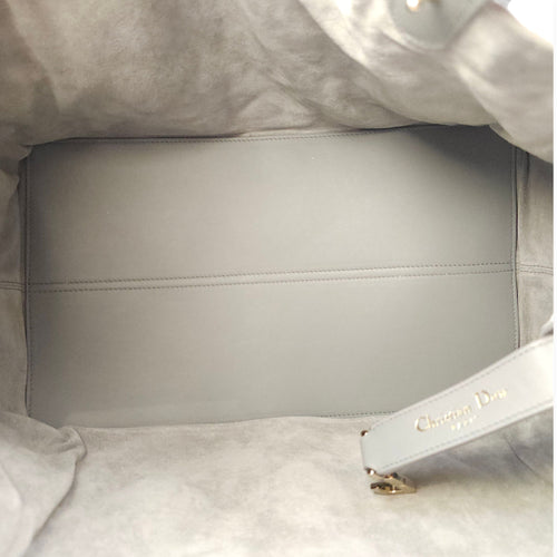 Toujours Large Baby Grey Tote Bag in Calfskin, Gold hardware