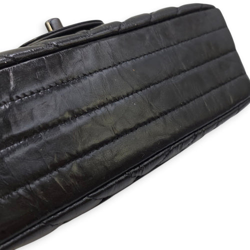 Chevron Rectangular Classic Mini Black Flap Bag in Patent Leather, So Black hardware