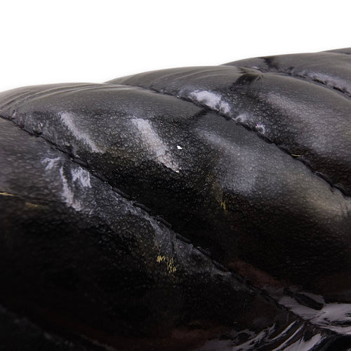 Chevron Rectangular Classic Mini Black Flap Bag in Patent Leather, So Black hardware