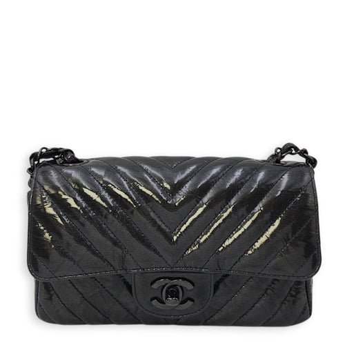 Chevron Rectangular Classic Mini Black Flap Bag in Patent Leather So Black hardware CL2511-16630 1