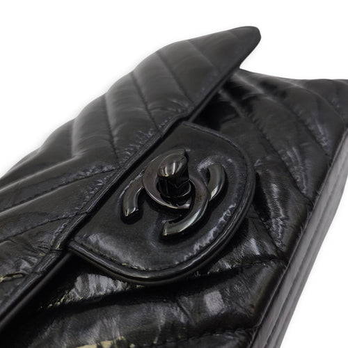 Chevron Rectangular Classic Mini Black Flap Bag in Patent Leather So Black hardware CL2511-16630 10