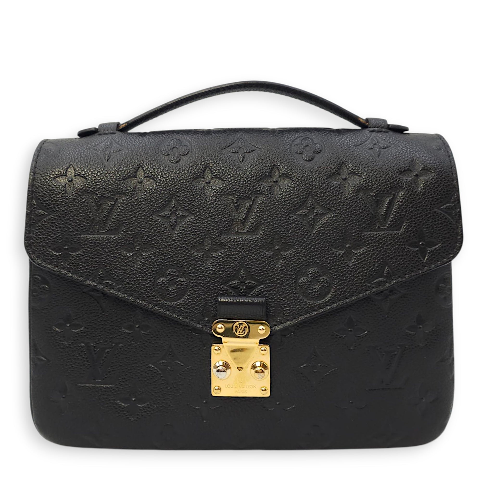 Pochette Metis MM Black Crossbody Bag in Empriente Leather, Gold hardware