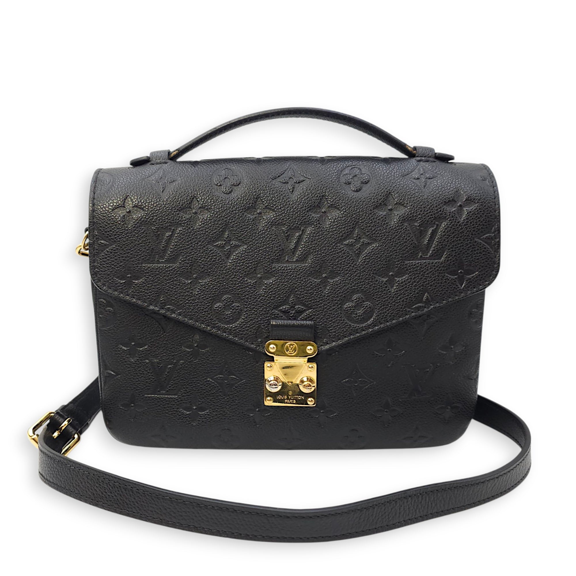Pochette Metis MM Black Crossbody Bag in Empriente Leather, Gold hardware