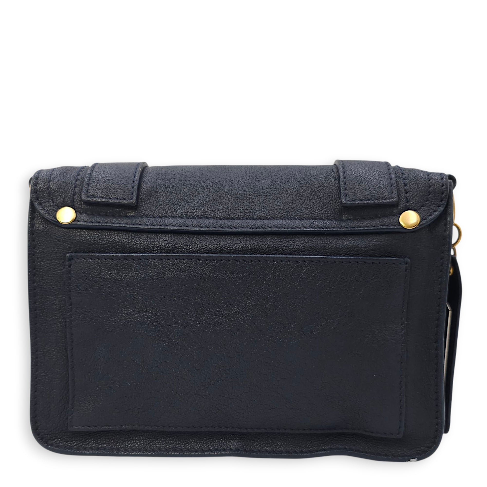 Schouler Mini Navy Blue Shoulder Bag in Calfskin, Gold hardware