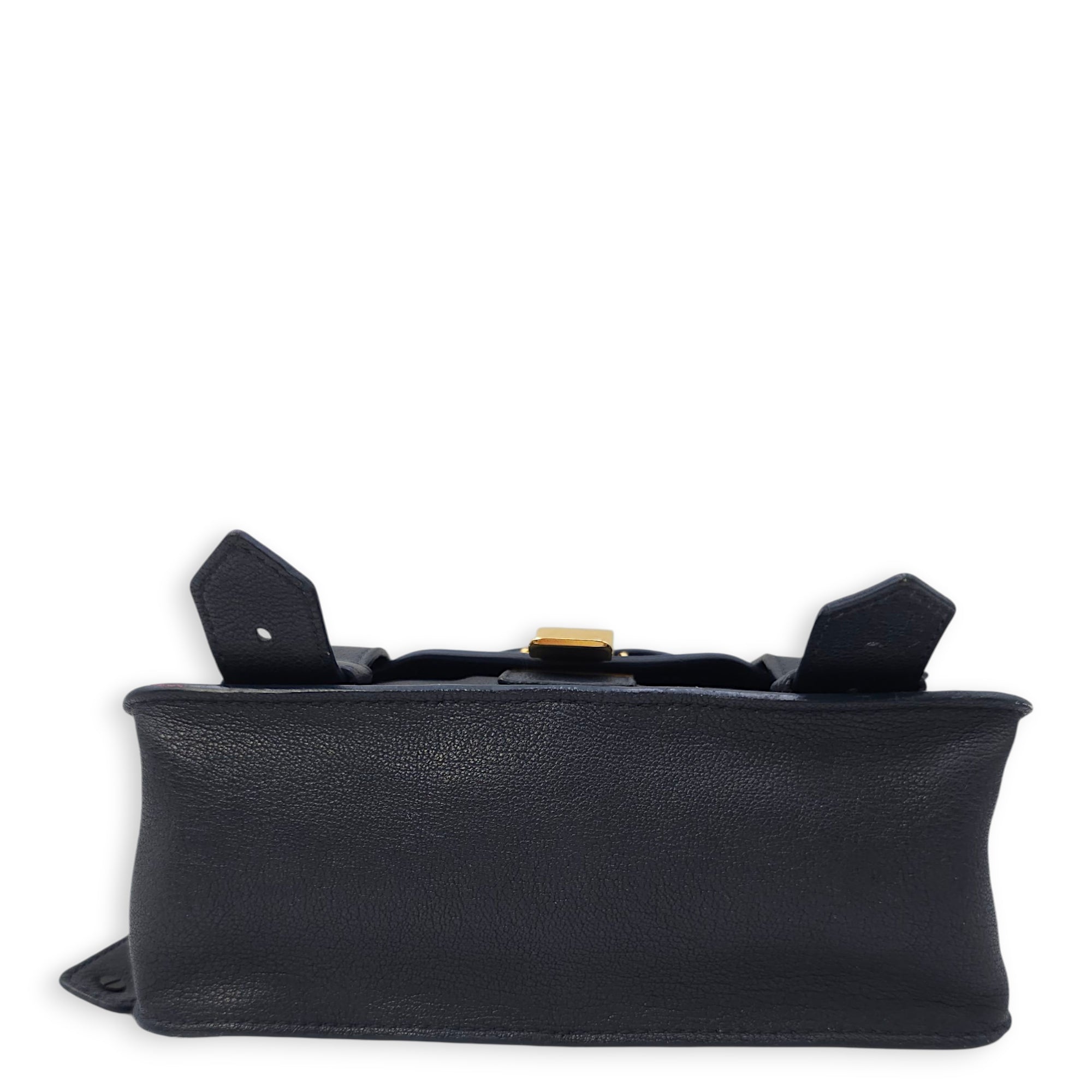 Schouler Mini Navy Blue Shoulder Bag in Calfskin, Gold hardware