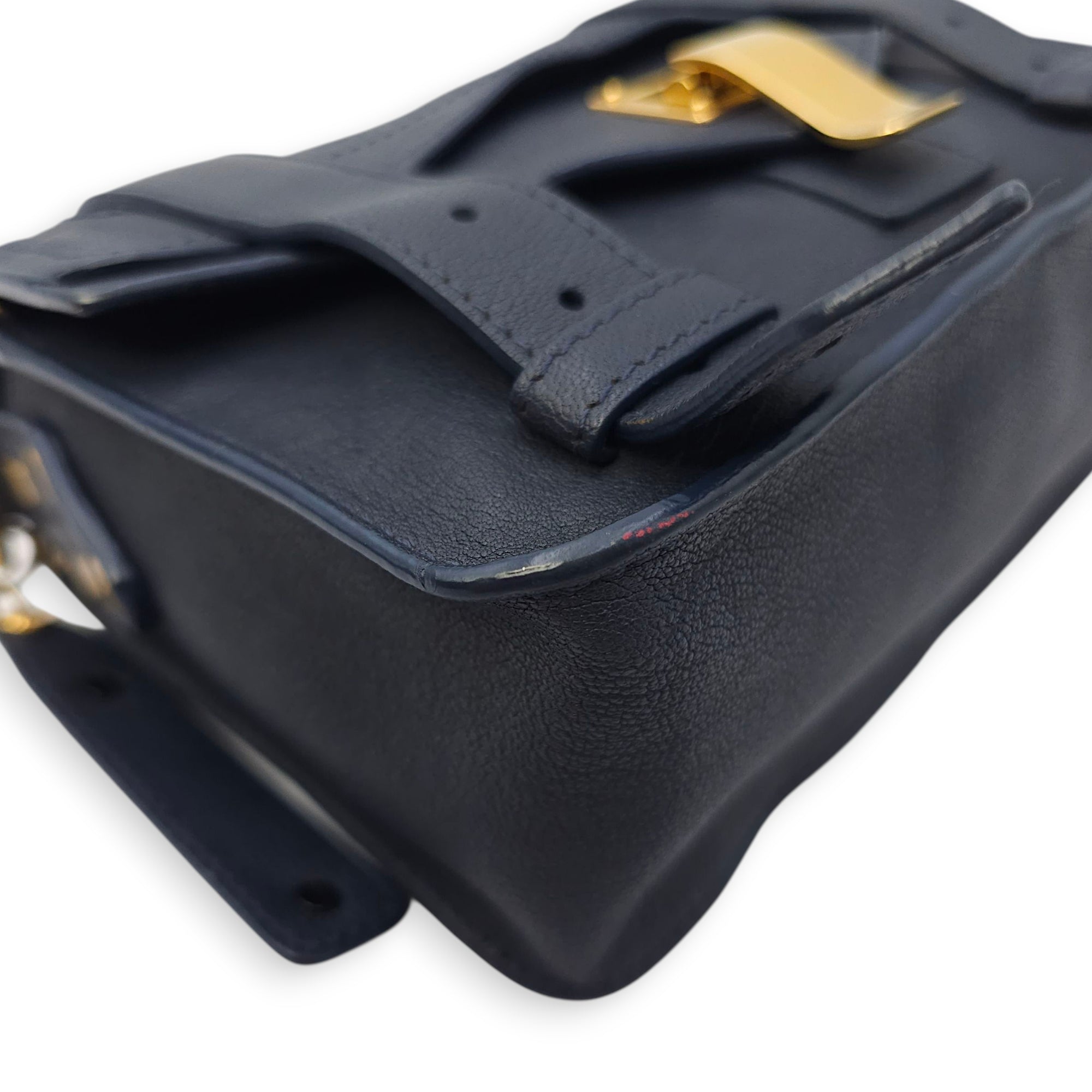 Schouler Mini Navy Blue Shoulder Bag in Calfskin, Gold hardware