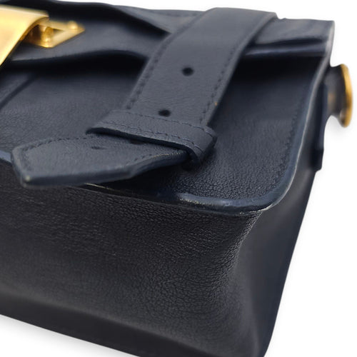 Schouler Mini Navy Blue Shoulder Bag in Calfskin, Gold hardware