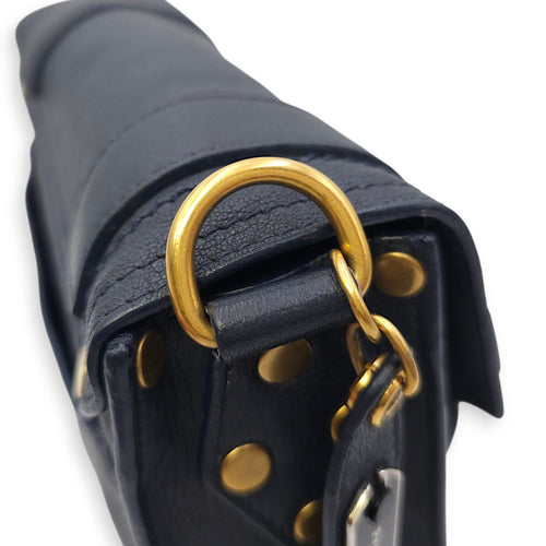 Schouler Mini Navy Blue Shoulder Bag in Calfskin, Gold hardware