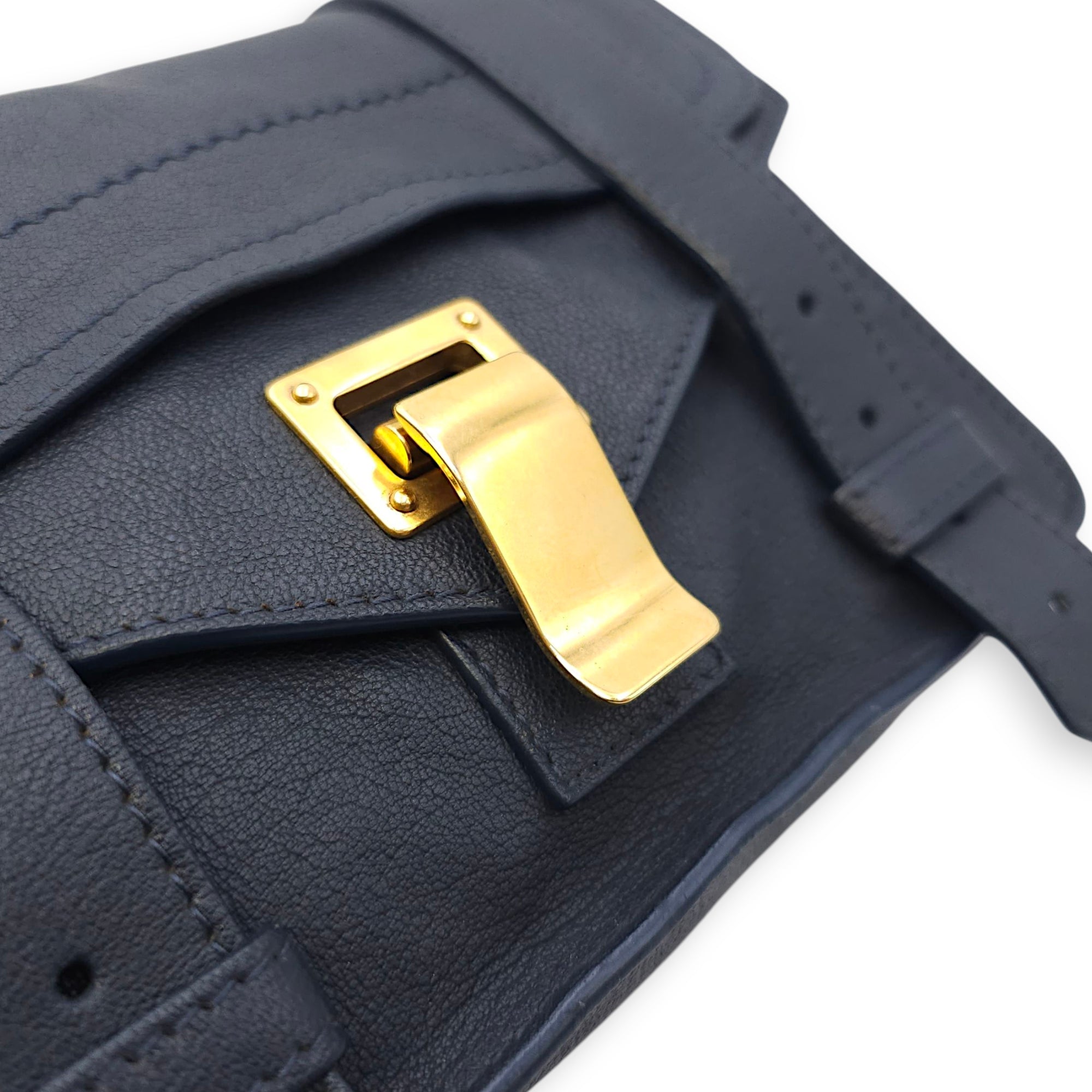 Schouler Mini Navy Blue Shoulder Bag in Calfskin, Gold hardware