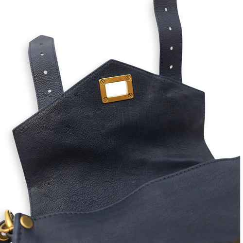 Schouler Mini Navy Blue Shoulder Bag in Calfskin, Gold hardware