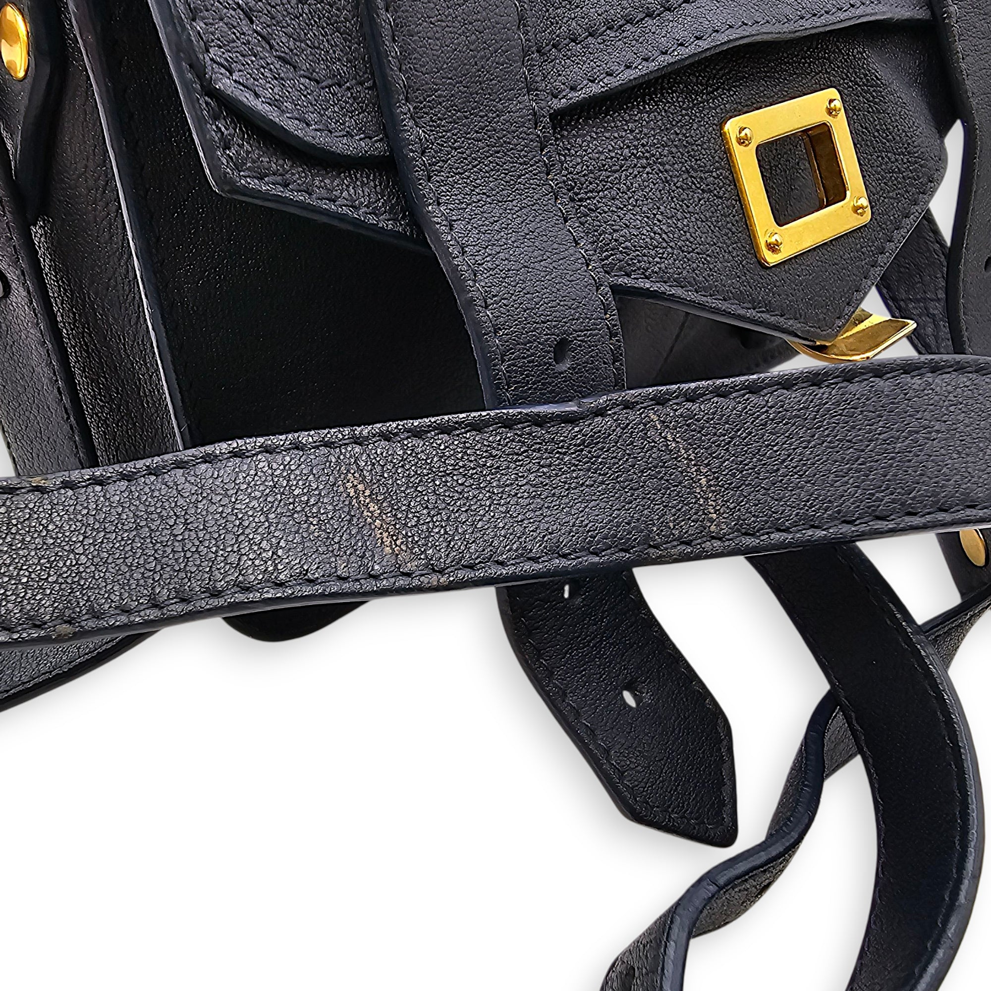 Schouler Mini Navy Blue Shoulder Bag in Calfskin, Gold hardware