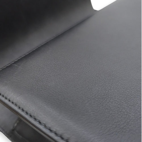 Le Boy Chevron Medium Black Flap Bag in Calfskin, Ruthenium hardware