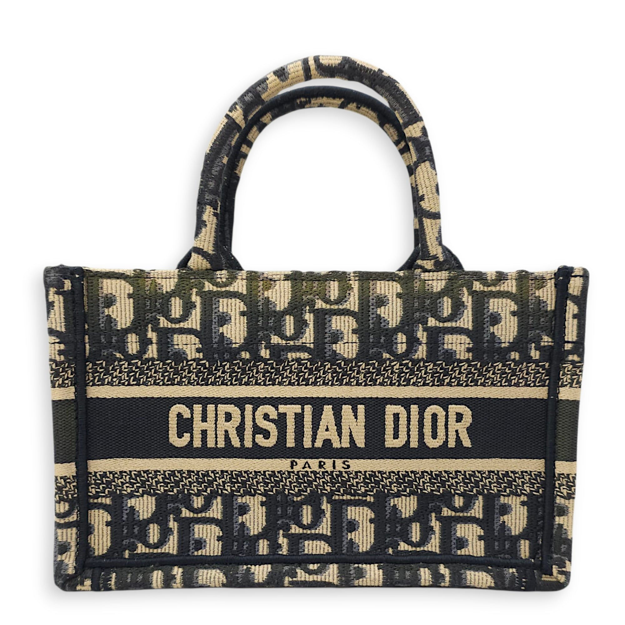 Book Tote Mini Blue Oblique Crossbody Bag in Canvas, Gold hardware