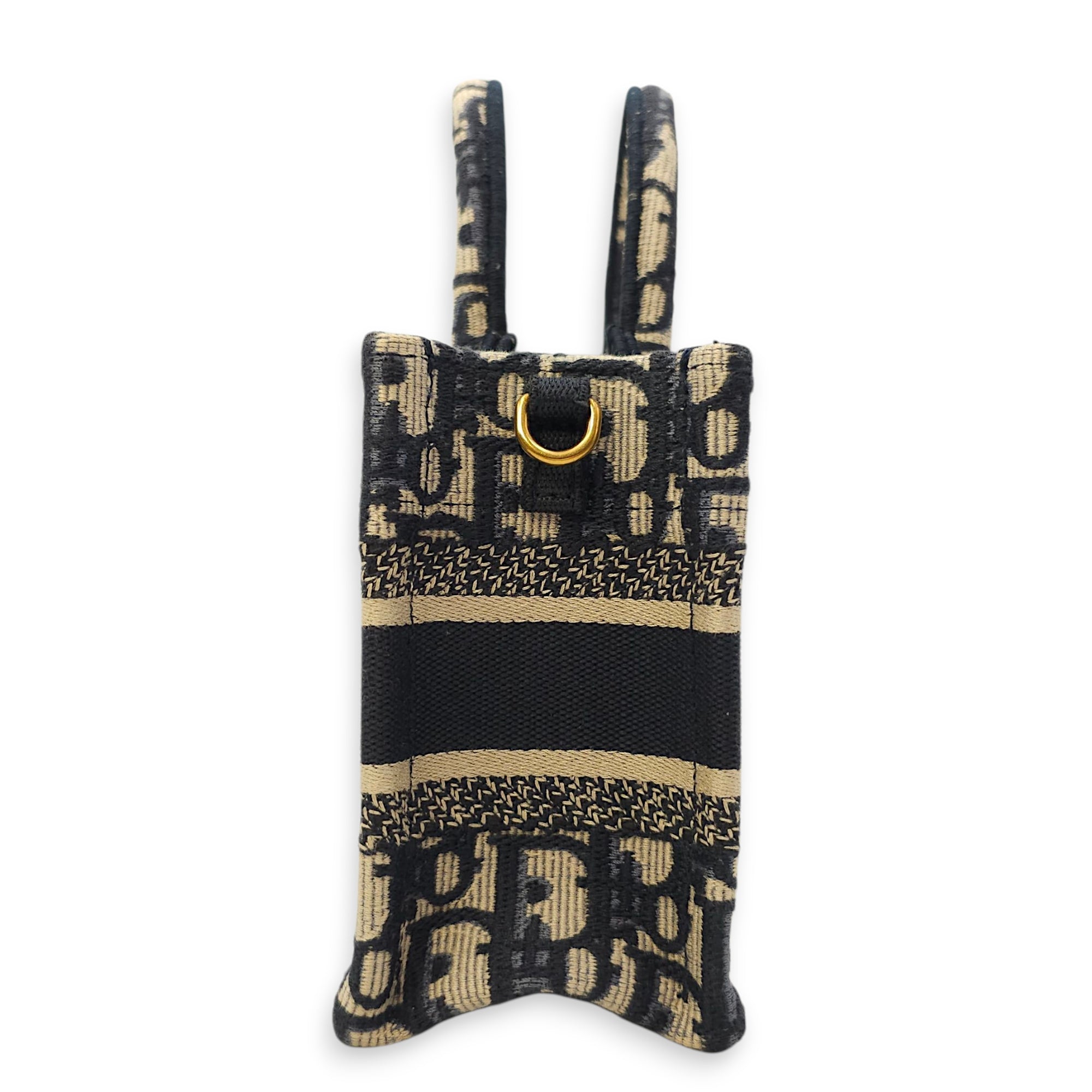 Book Tote Mini Blue Oblique Crossbody Bag in Canvas, Gold hardware