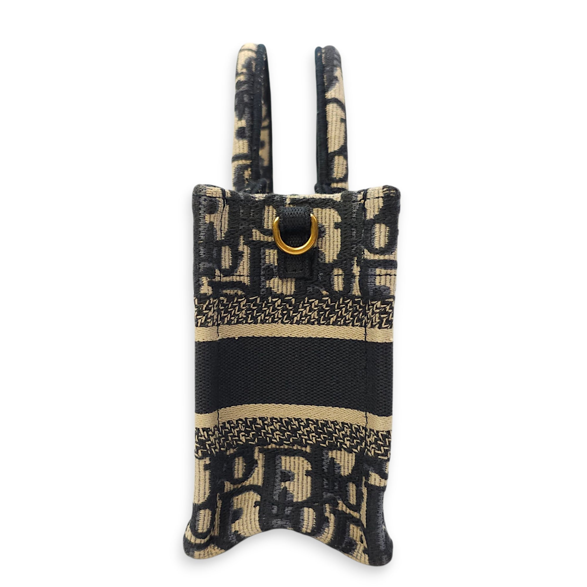 Book Tote Mini Blue Oblique Crossbody Bag in Canvas, Gold hardware