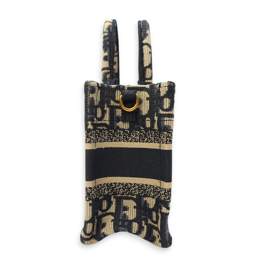 Book Tote Mini Blue Oblique Crossbody Bag in Canvas, Gold hardware