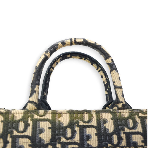 Book Tote Mini Blue Oblique Crossbody Bag in Canvas, Gold hardware