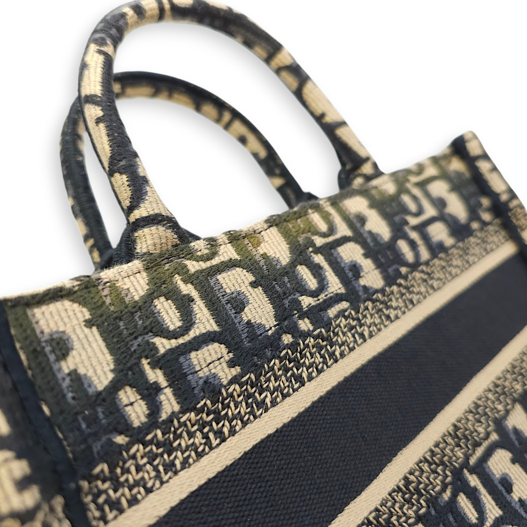 Book Tote Mini Blue Oblique Crossbody Bag in Canvas, Gold hardware