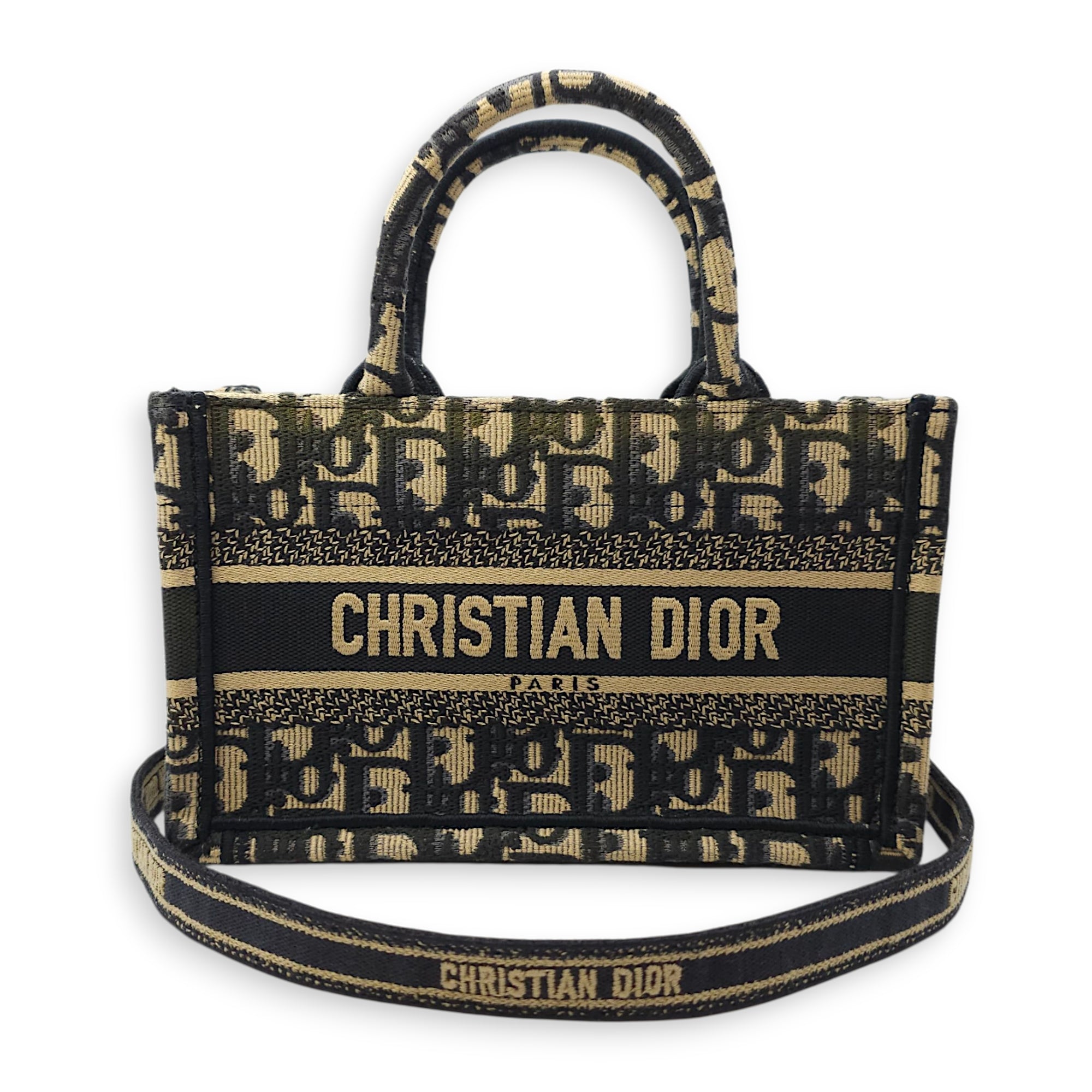 Book Tote Mini Blue Oblique Crossbody Bag in Canvas, Gold hardware