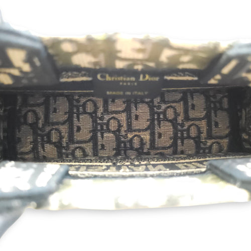 Book Tote Mini Blue Oblique Crossbody Bag in Canvas, Gold hardware