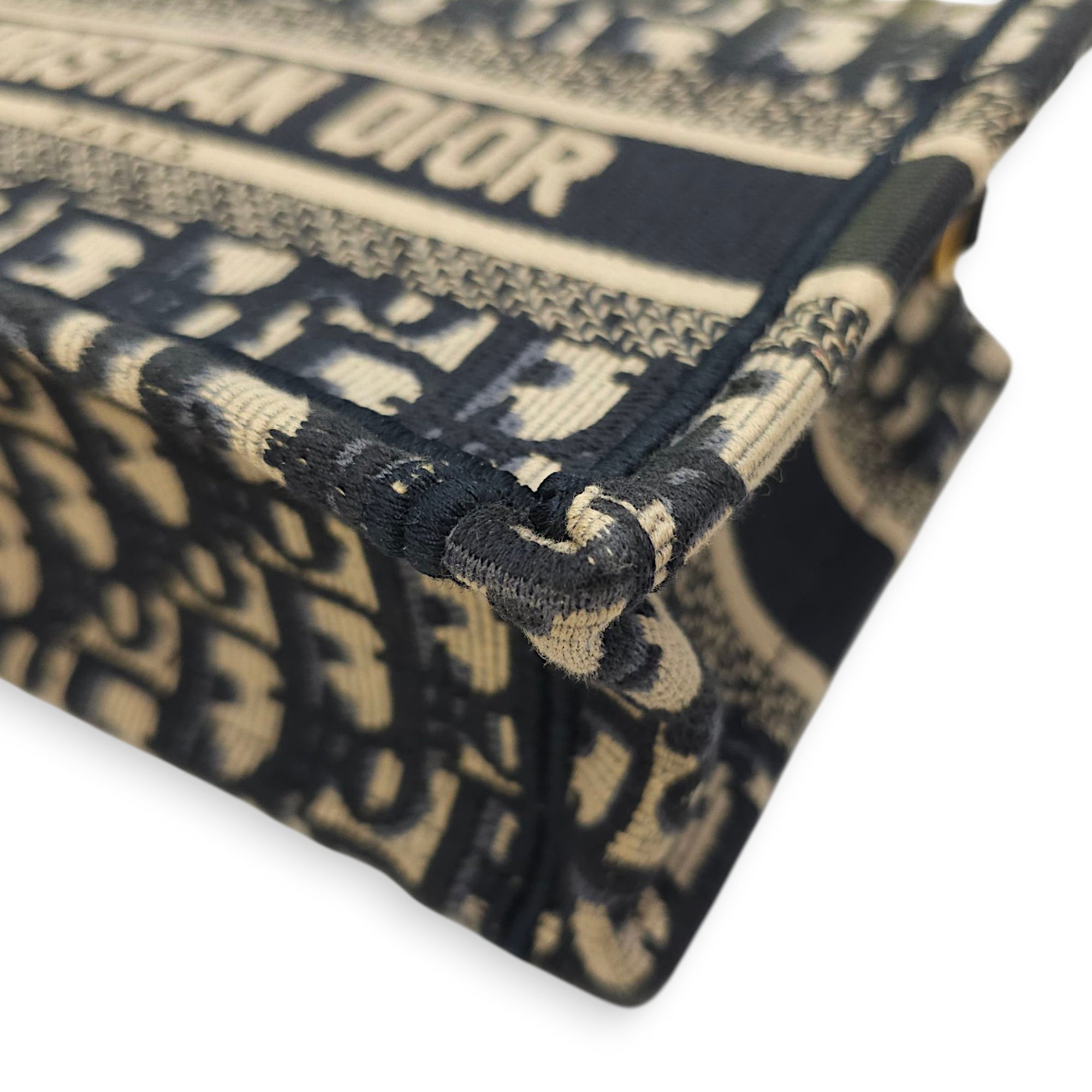 Book Tote Mini Blue Oblique Crossbody Bag in Canvas, Gold hardware