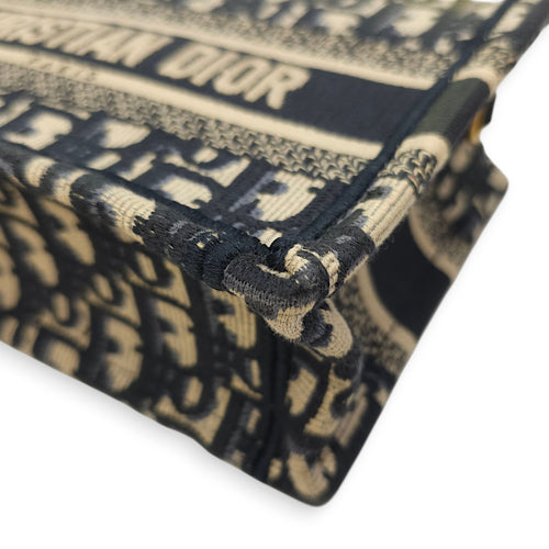 Book Tote Mini Blue Oblique Crossbody Bag in Canvas, Gold hardware