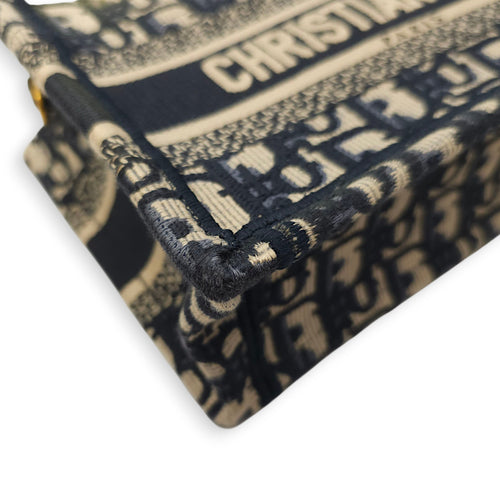 Book Tote Mini Blue Oblique Crossbody Bag in Canvas, Gold hardware