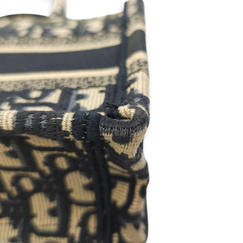 Book Tote Mini Blue Oblique Crossbody Bag in Canvas, Gold hardware