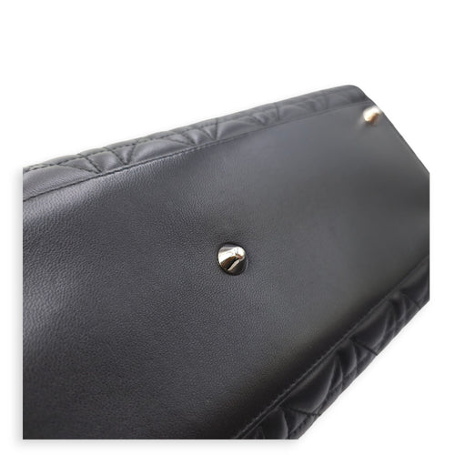 Lady Dior Large Black Shoulder Bag in Lambskin, Silver hardware