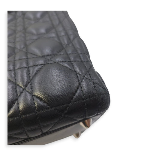 Lady Dior Large Black Shoulder Bag in Lambskin, Silver hardware