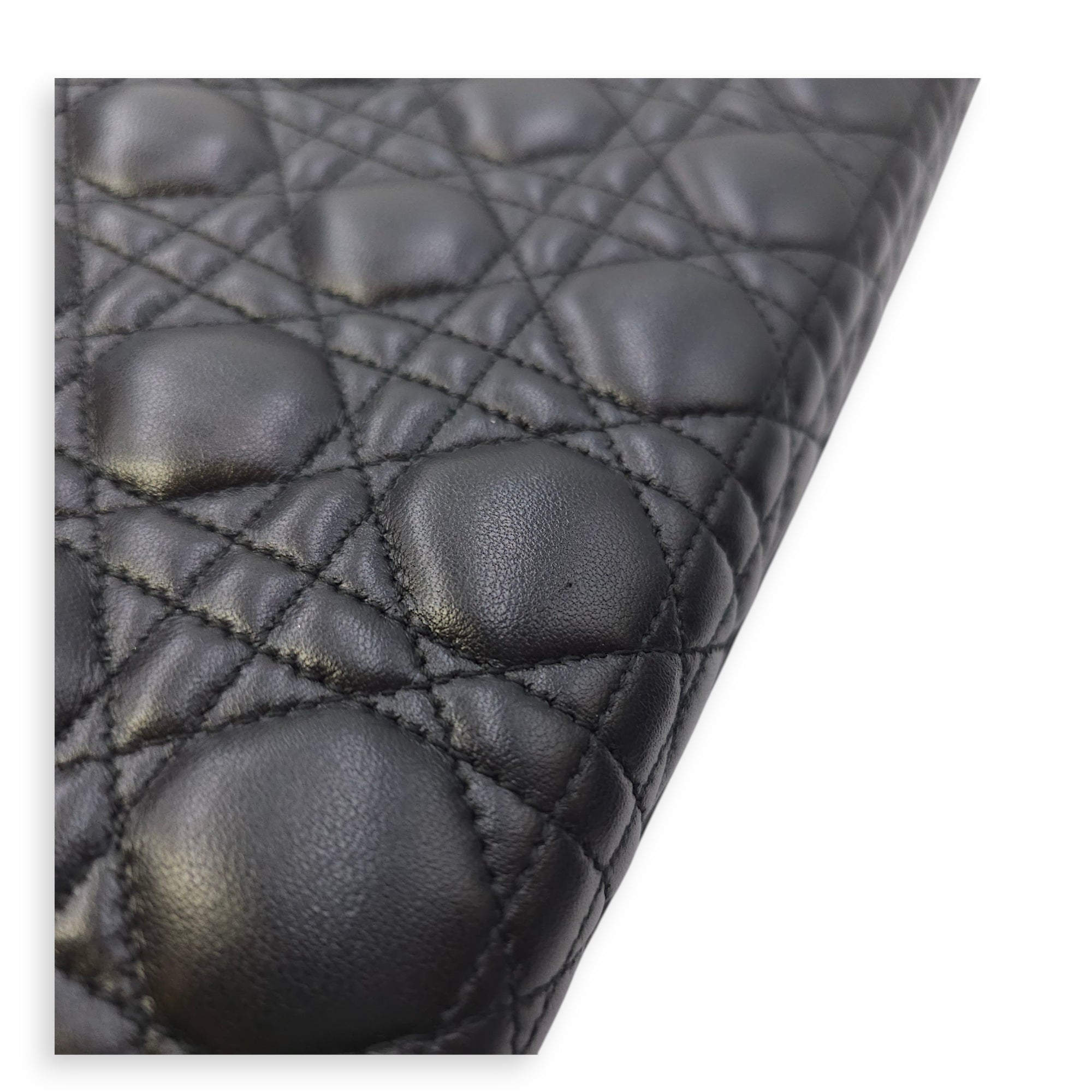 Lady Dior Large Black Shoulder Bag in Lambskin, Silver hardware