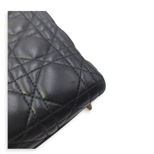 Lady Dior Large Black Shoulder Bag in Lambskin, Silver hardware