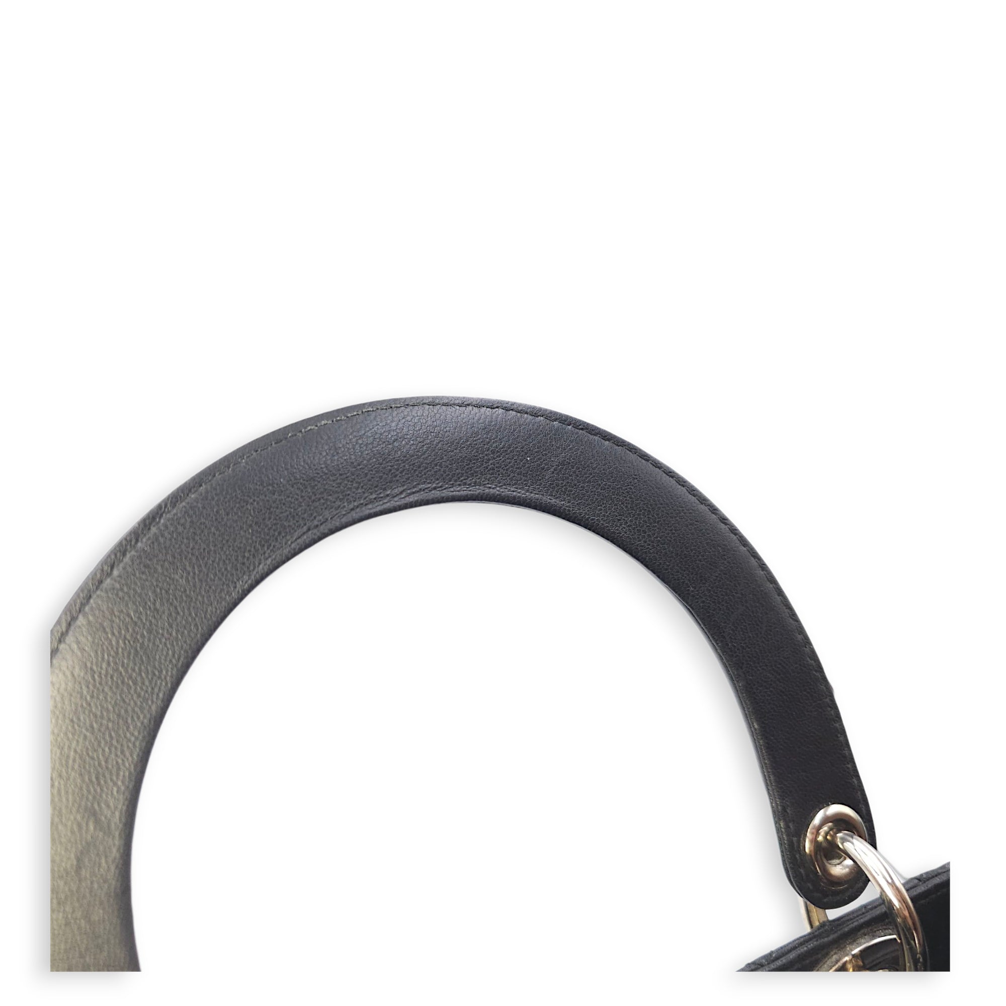 Lady Dior Large Black Shoulder Bag in Lambskin, Silver hardware