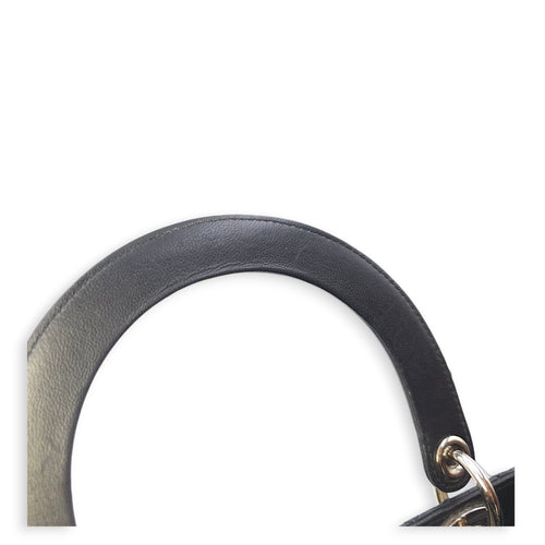 Lady Dior Large Black Shoulder Bag in Lambskin, Silver hardware