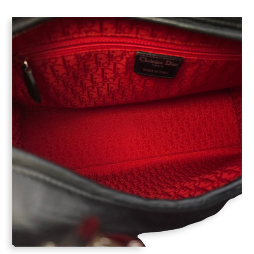 Lady Dior Large Black Shoulder Bag in Lambskin, Silver hardware