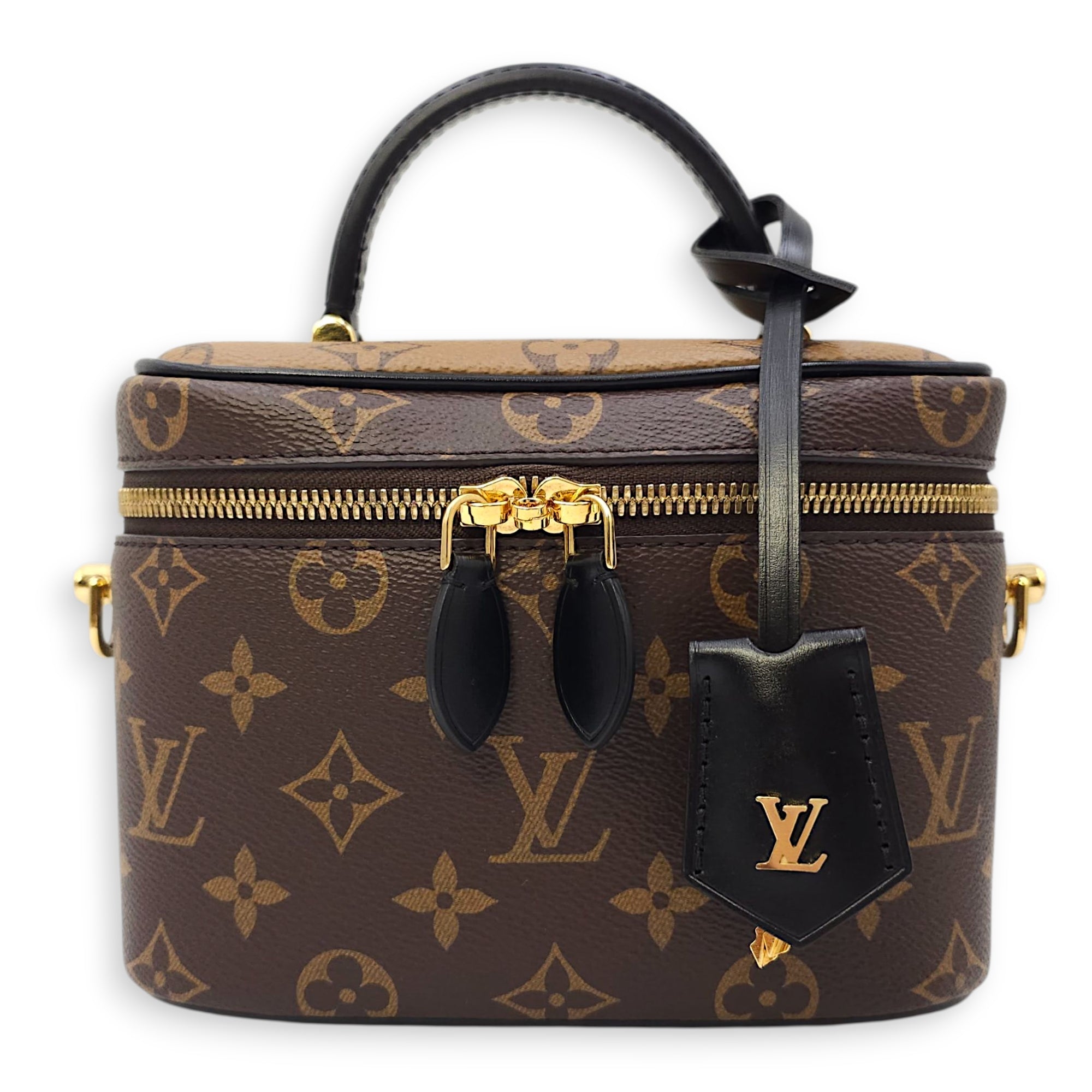 Vanity Case PM Brown Crossbody Bag in Canvas, Gold hardware