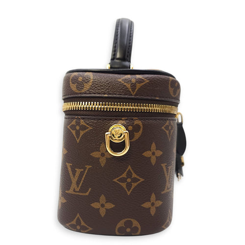 Vanity Case PM Brown Crossbody Bag in Canvas, Gold hardware