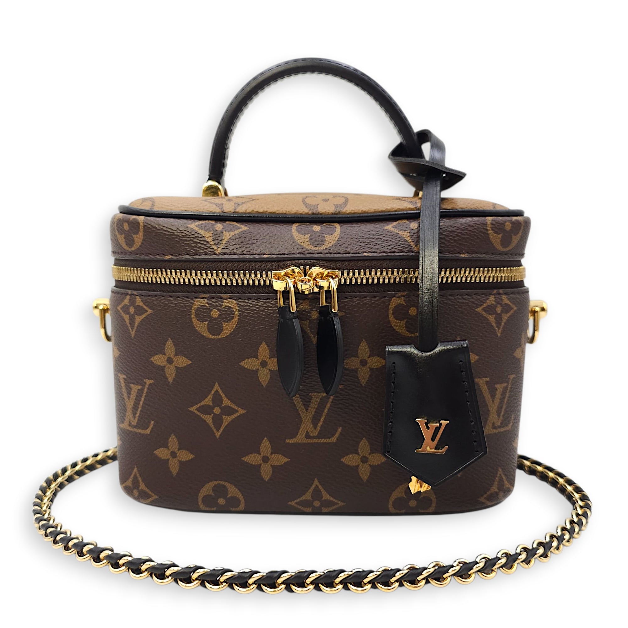 Vanity Case PM Brown Crossbody Bag in Canvas, Gold hardware