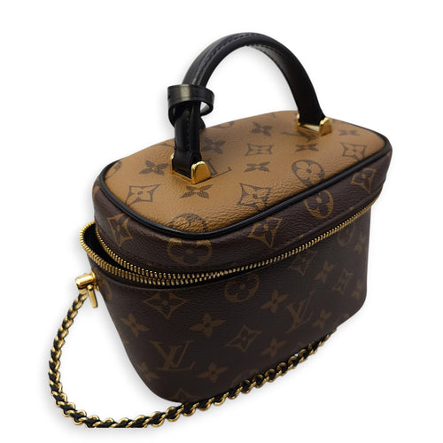 Vanity Case PM Brown Crossbody Bag in Canvas, Gold hardware