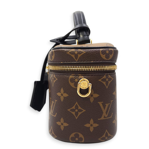 Vanity Case PM Brown Crossbody Bag in Canvas, Gold hardware