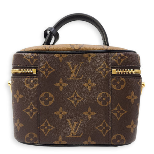 Vanity Case PM Brown Crossbody Bag in Canvas, Gold hardware