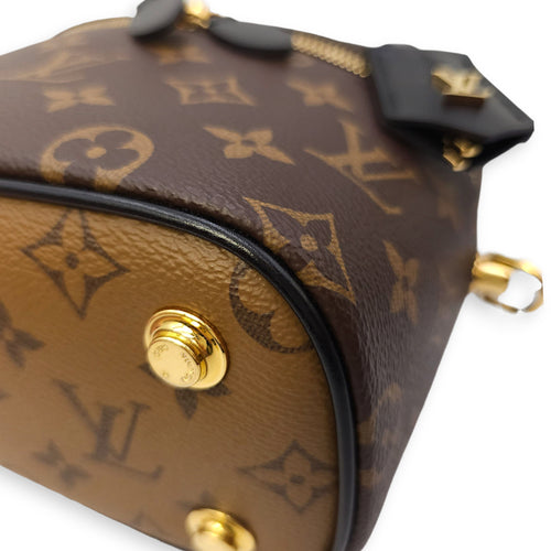 Vanity Case PM Brown Crossbody Bag in Canvas, Gold hardware