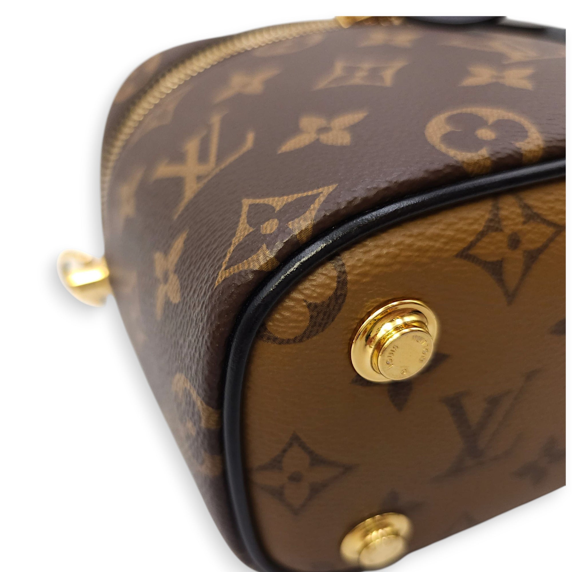 Vanity Case PM Brown Crossbody Bag in Canvas, Gold hardware