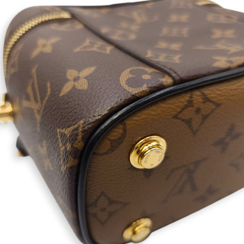 Vanity Case PM Brown Crossbody Bag in Canvas, Gold hardware