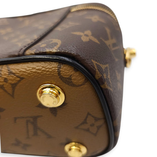 Vanity Case PM Brown Crossbody Bag in Canvas, Gold hardware