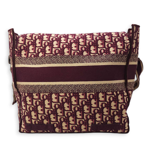 Messenger Red Oblique Crossbody Bag in Canvas, Silver hardware